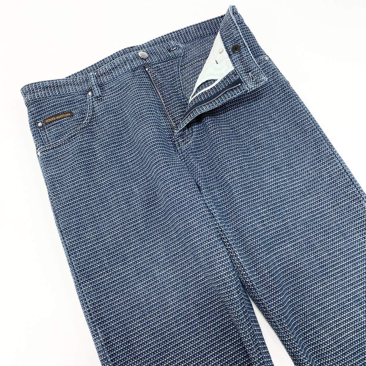 83Ⅼ2【美品】LOUIS VUITON ルイヴィトン 刺し子デニムパンツ ストレートパンツ デニムパンツ RM131 H3DP50BUC 38サイズ インディゴ メンズo07t