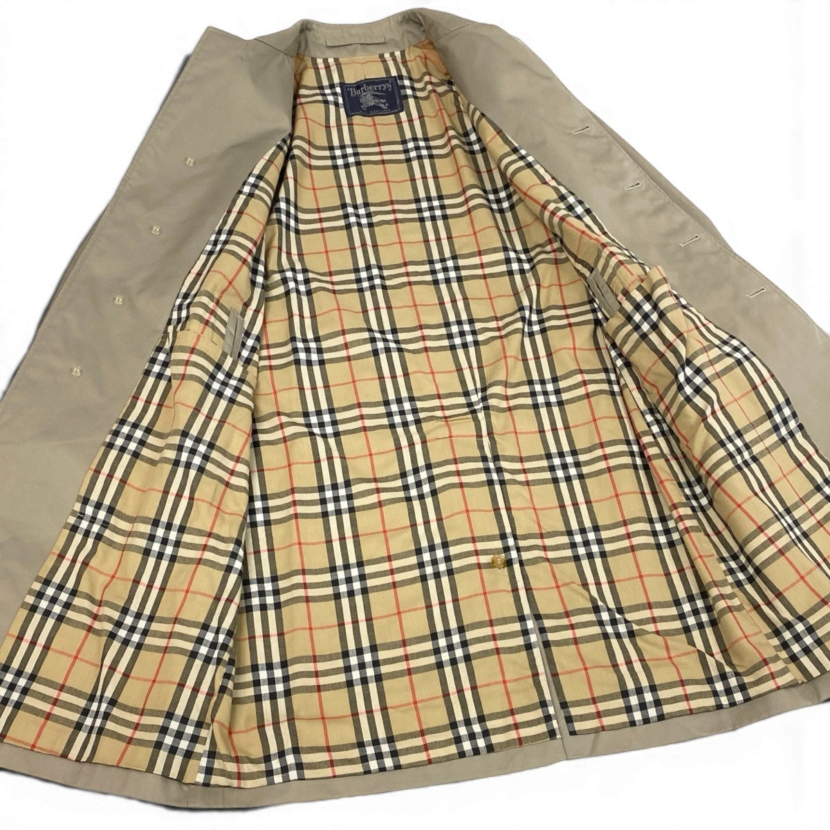 Mg11 Burberrys' バーバリー 英国製 ステンカラーコート 裏地ノバチェック ベージュ メンズ 紳士服o07t