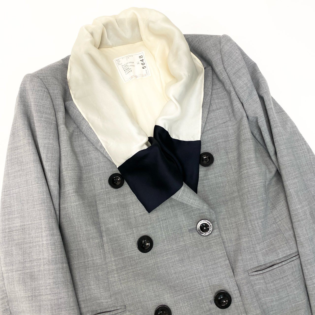 75c4 sacai サカイ Suiting Mix Jacket テーラードジャケット レイヤードジャケット 21-05648 2サイズ グレー レディース 女性用o07t
