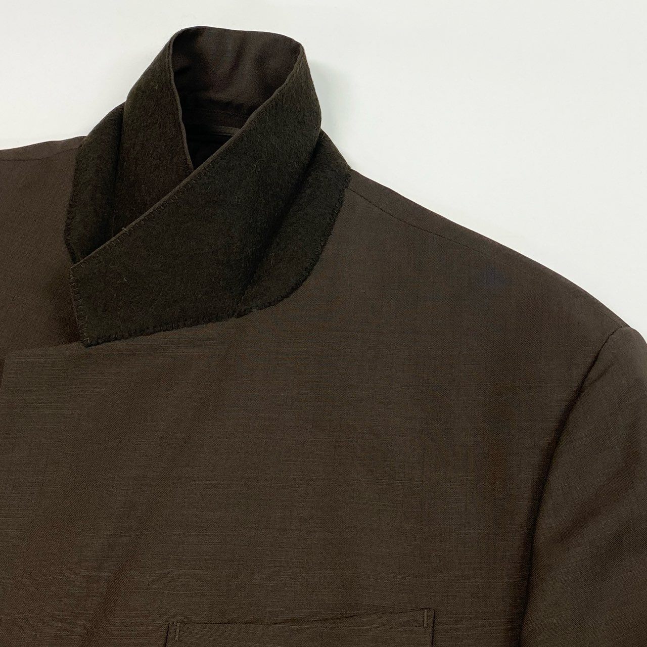 Mc6 PRADA プラダ フロントロゴパッチブレザー テーラードジャケット 2釦 52Rサイズ ブラウン メンズ 男性用o07t