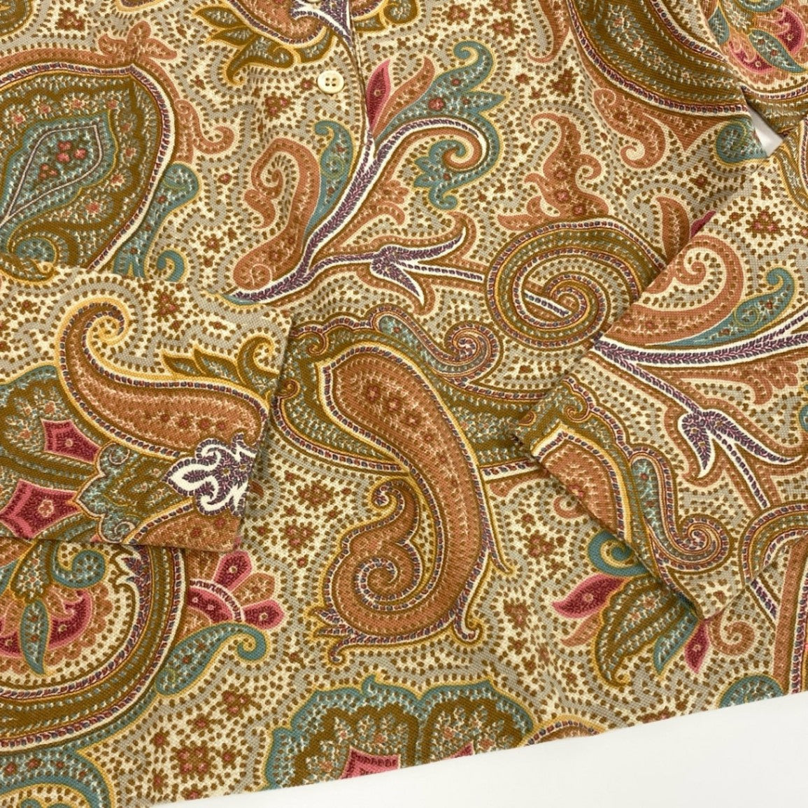 67j6 《美品》 ETRO エトロ イタリア製 長袖ポロシャツ カットソー ペイズリー柄 レディース 女性用 44 ブラウン系u02t