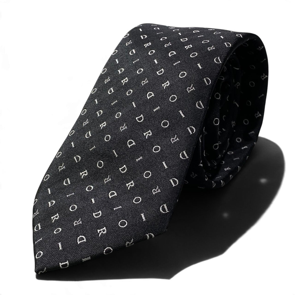 j14【未使用】 DIOR HOMME ディオールオム ブランドロゴ 総柄 ネクタイ ブラック シルク100％ メンズu02t