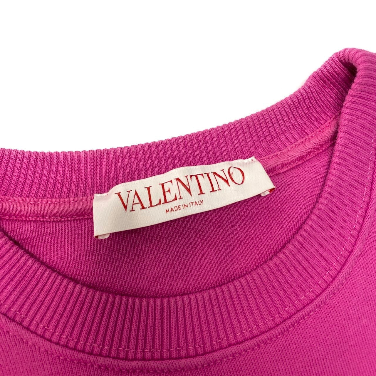 55c19 VALENTINO ヴァレンティノ クルーネック スウェットプルオーバー 長袖 フロント 立体ロゴ 裏起毛 レディース 女性服 トップス XS ピンクu02t