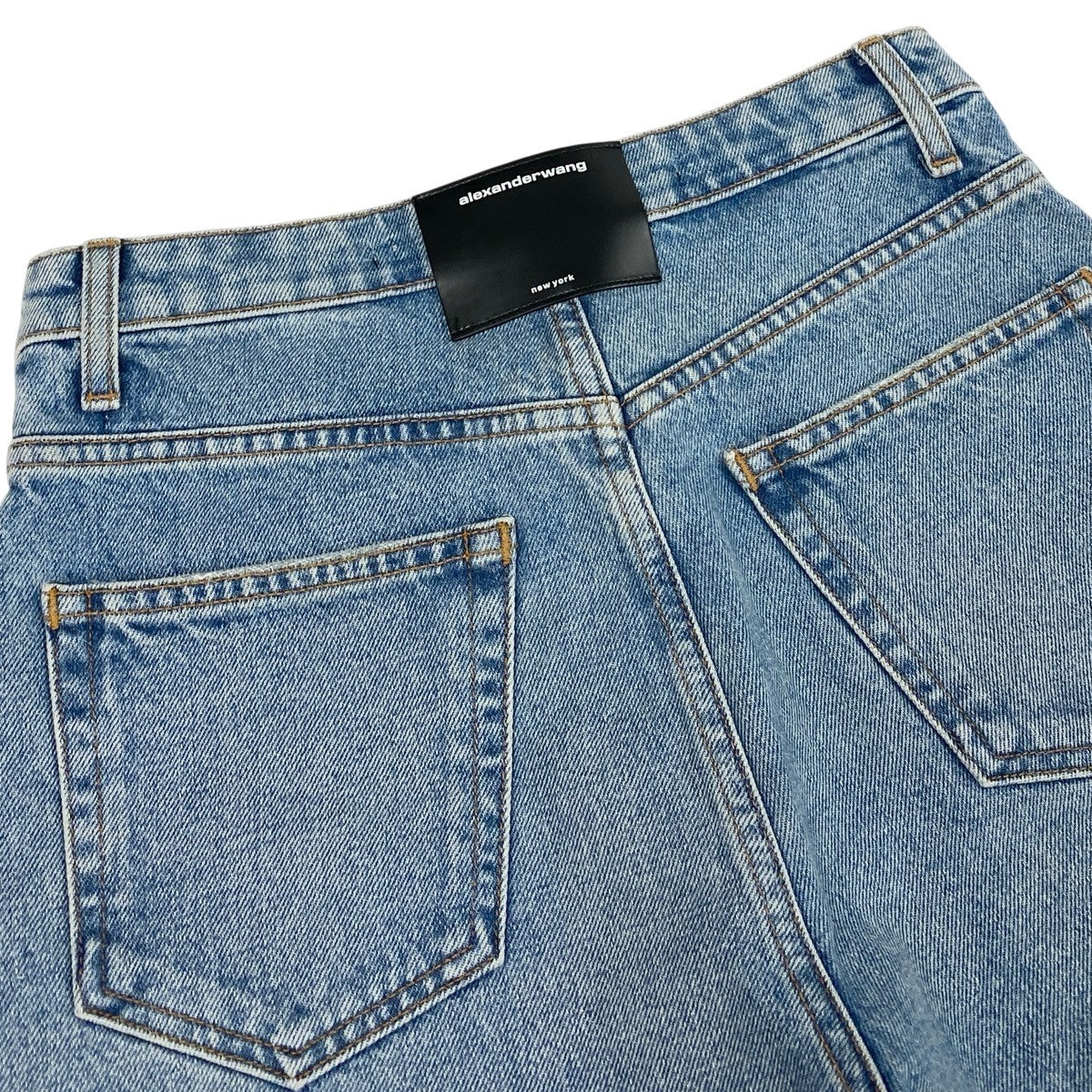 g13 【美品】alexanderwang アレキサンダーワン デニムショートパンツ 折り返しデザイン ボトム 26サイズ インディゴ コットン100％ レディース 女性用ta1