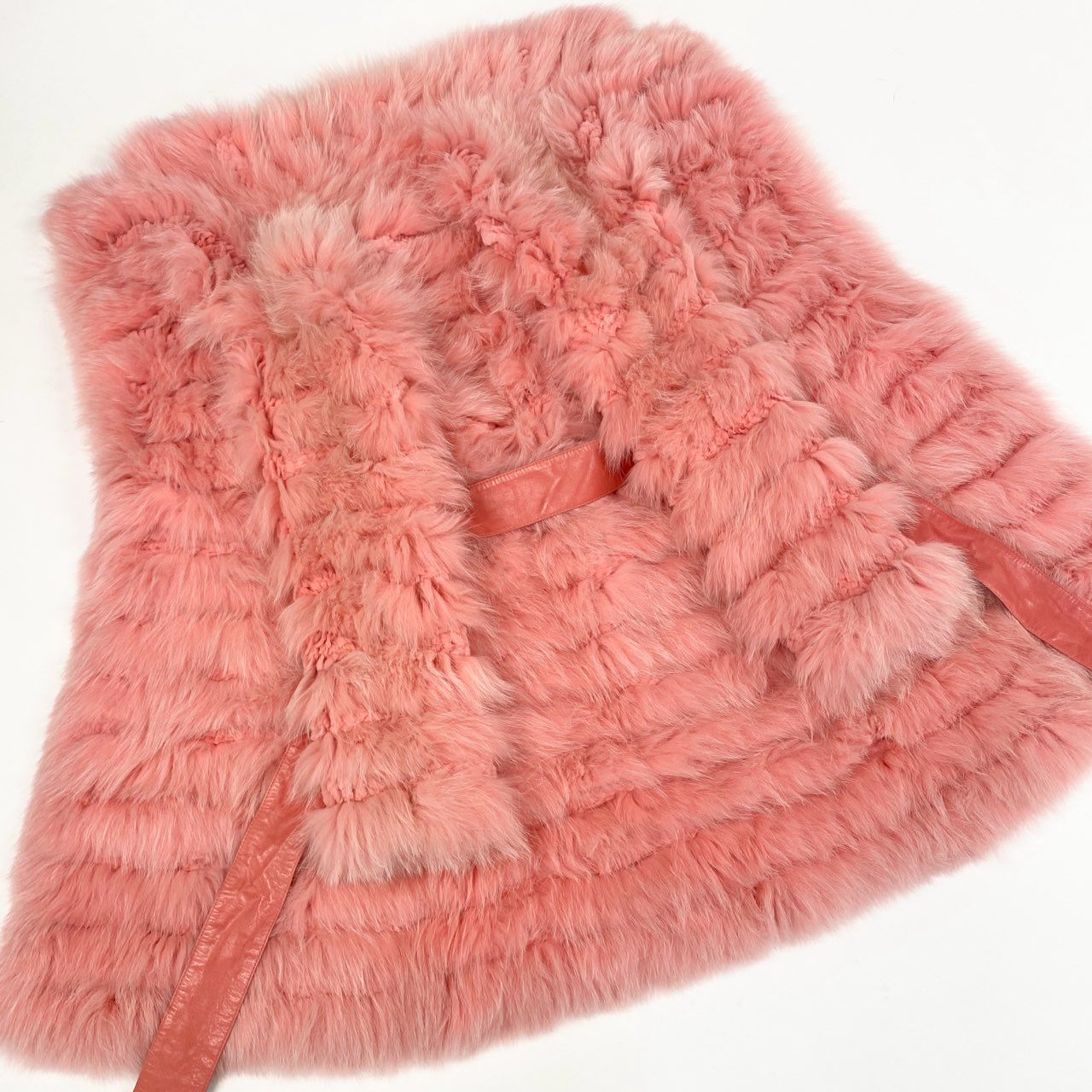 27k14《超希少》 染めフォックスファー 超ロングコート 102cm ピンク 最高級本毛皮 FOX FUR リアルファーt18r