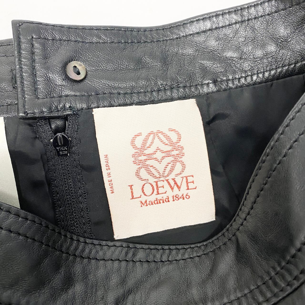 7d24 LOEWE ロエベ レザースカート ひざ丈スカート フラワーモチーフ 花柄 サイズ38 ブラック レディース 女性服u02t