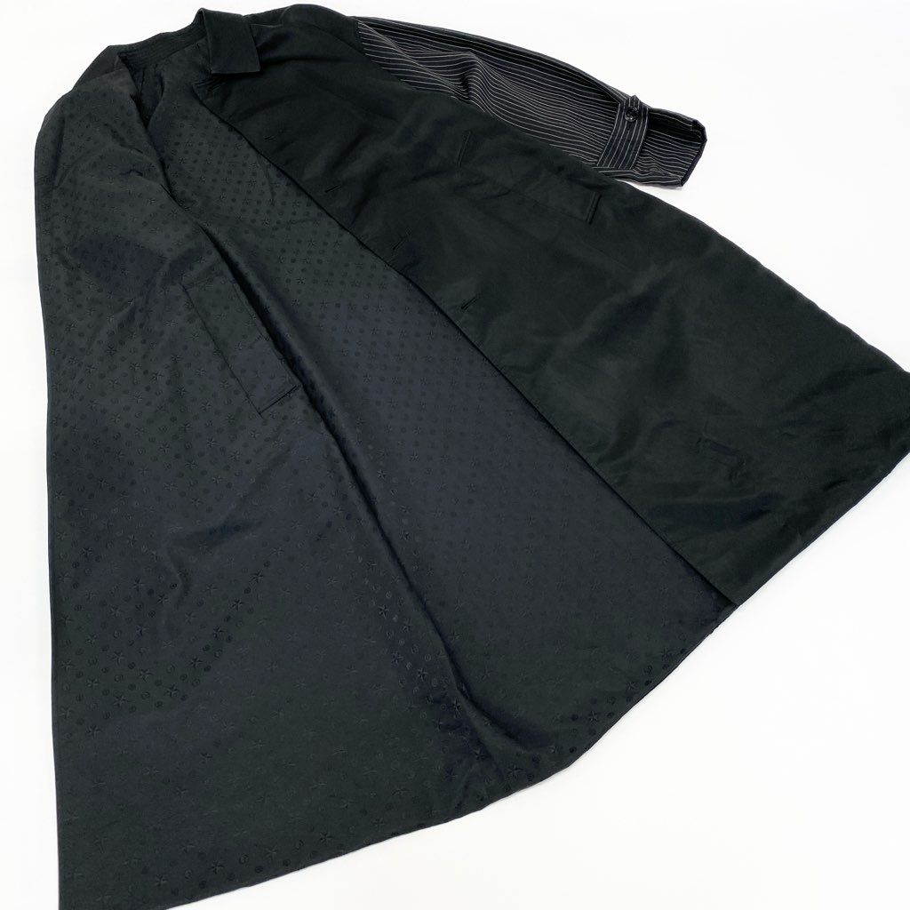 22l28 【美品】ONE GRAVITY ワングラビティ サテンオーバーコート ロングコート リバーシブル 21-234-01-010113 Mサイズ ブラック メンズo07t