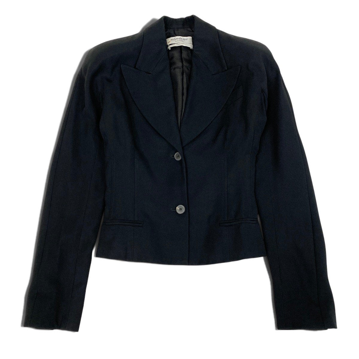Ei3 YVES SAINT LAURENT イヴサンローラン リヴゴーシュ テーラードジャケット  サイズ36 ブラック レディースo07t
