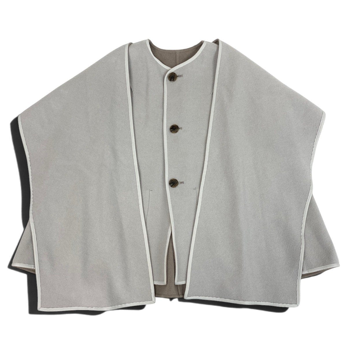 j1 LANVIN en Blue ケープコート ポンチョ コート  38 グレー系 ウール ナイロンu02t