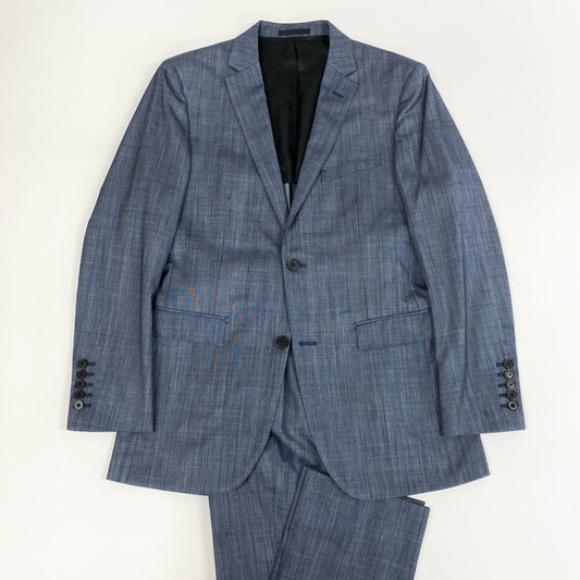 79j9 BLACK LABEL CRESTBRIDGE ブラックレーベル クレストブリッジ スーツセットアップ  シングルスーツ 2B 背抜き サイドベンツ 51H21-311-22 40サイズ インディゴ メンズo07t