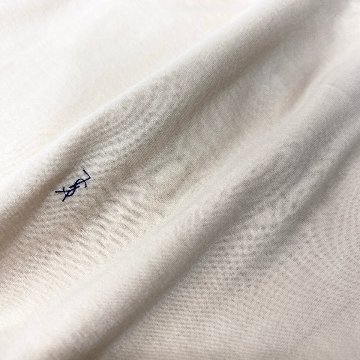 41g18 YVES SAINT LAURENT イヴサンローラン YSLロゴ 長袖ポロシャツ サイズM ベージュ コットン100％ メンズ 紳士服o07t