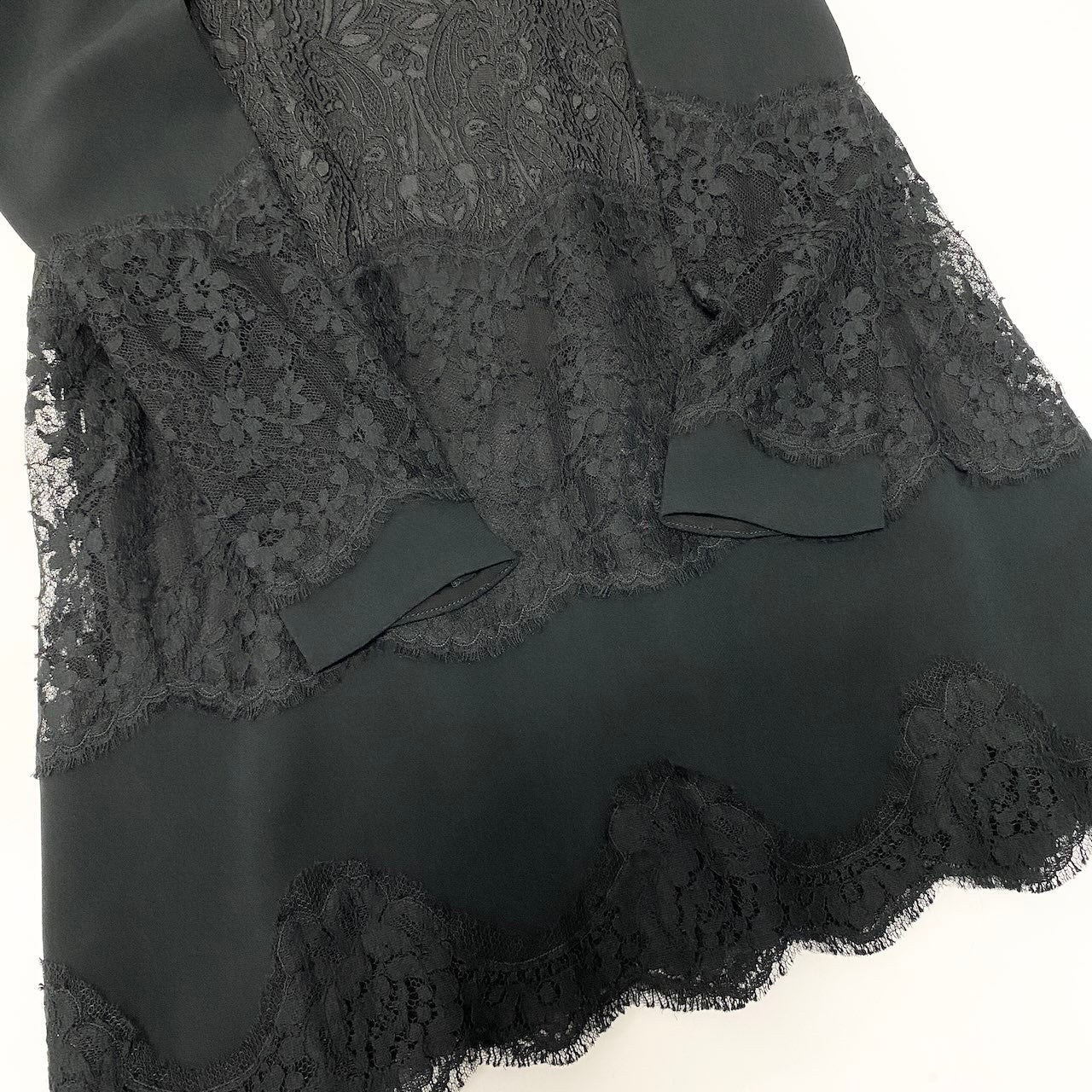 e10 DOLCE&GABBANA レースドレス レース切替ワンピース パフスリーブ イタリア製 36サイズ ブラック 画像参照 レディース 女性用k02i