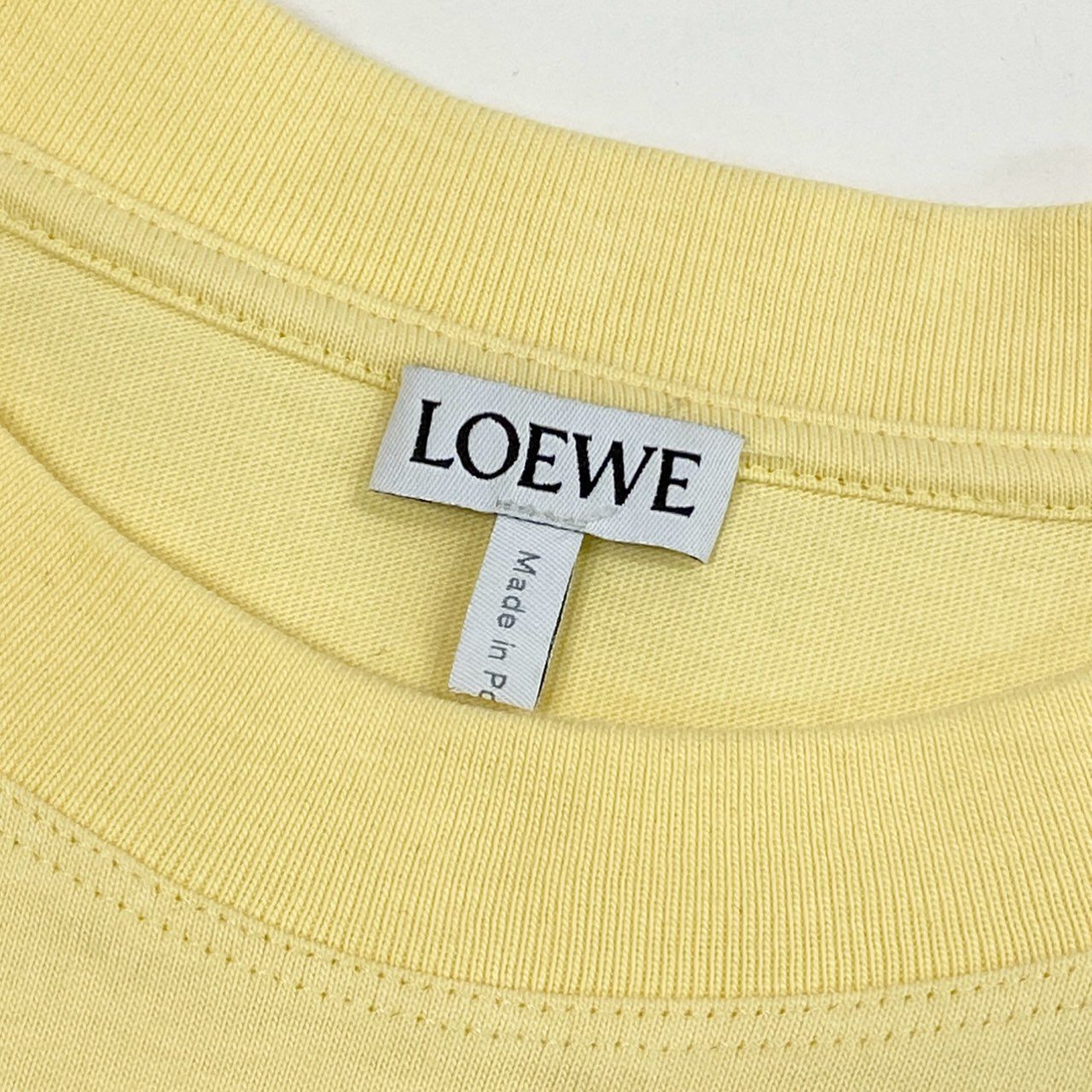 56l18 《美品》 LOEWE ロエベ アナグラム刺繍 クロップドTシャツ S イエロー ポルトガル製 短丈 ヘソ出し カットソー 夏