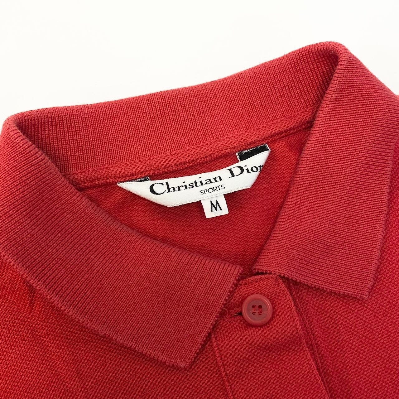 48c18 Christian Dior クリスチャンディオール ロングスリーブポロシャツ ブランドロゴ刺繍 トップス Mサイズ レッド コットン100％ レディース 女性用o07t