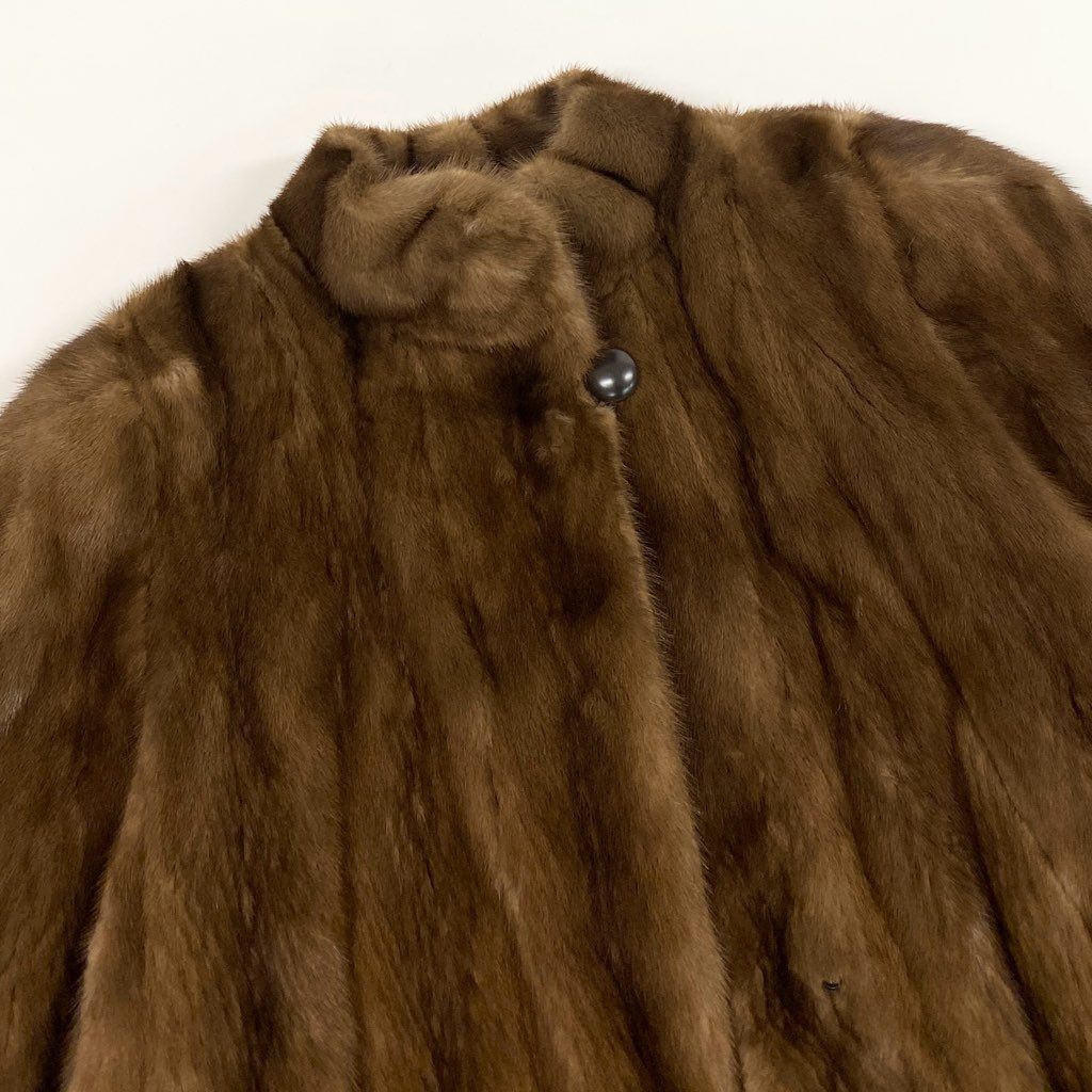 71L15 SAGA MINK サガミンク 銀サガ デミバフミンク ファーコート サイズＦ ブラウン 最高級本毛皮 MINK FUR ポケット有t18r
