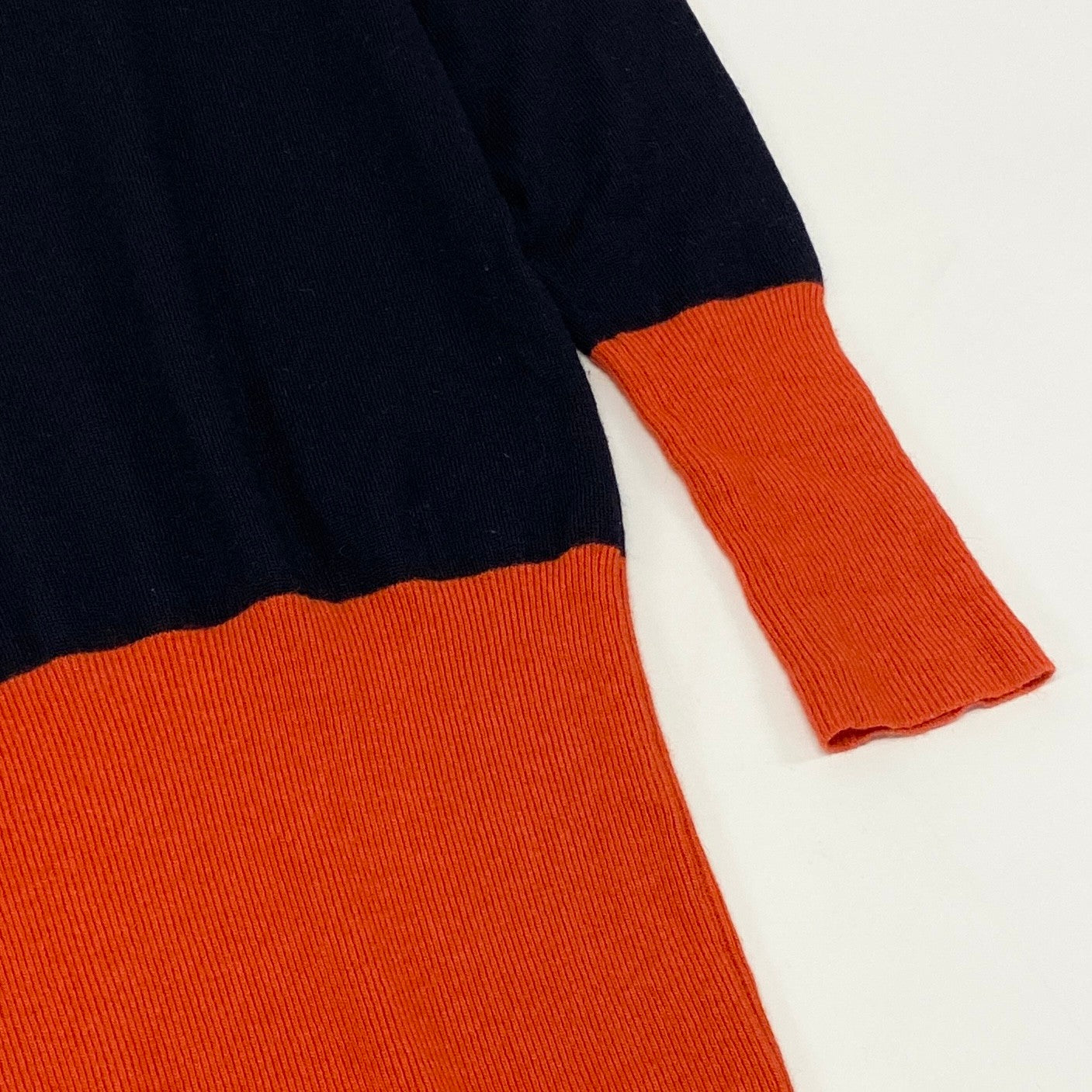 17k9 MM6 Maison Margiela エムエムシックス メゾンマルジェラ バイカラー 長袖ニット ワンピース ドレス イタリア製 Mサイズ ネイビー オレンジ ウール カシミヤ アンゴラ レディースo07t