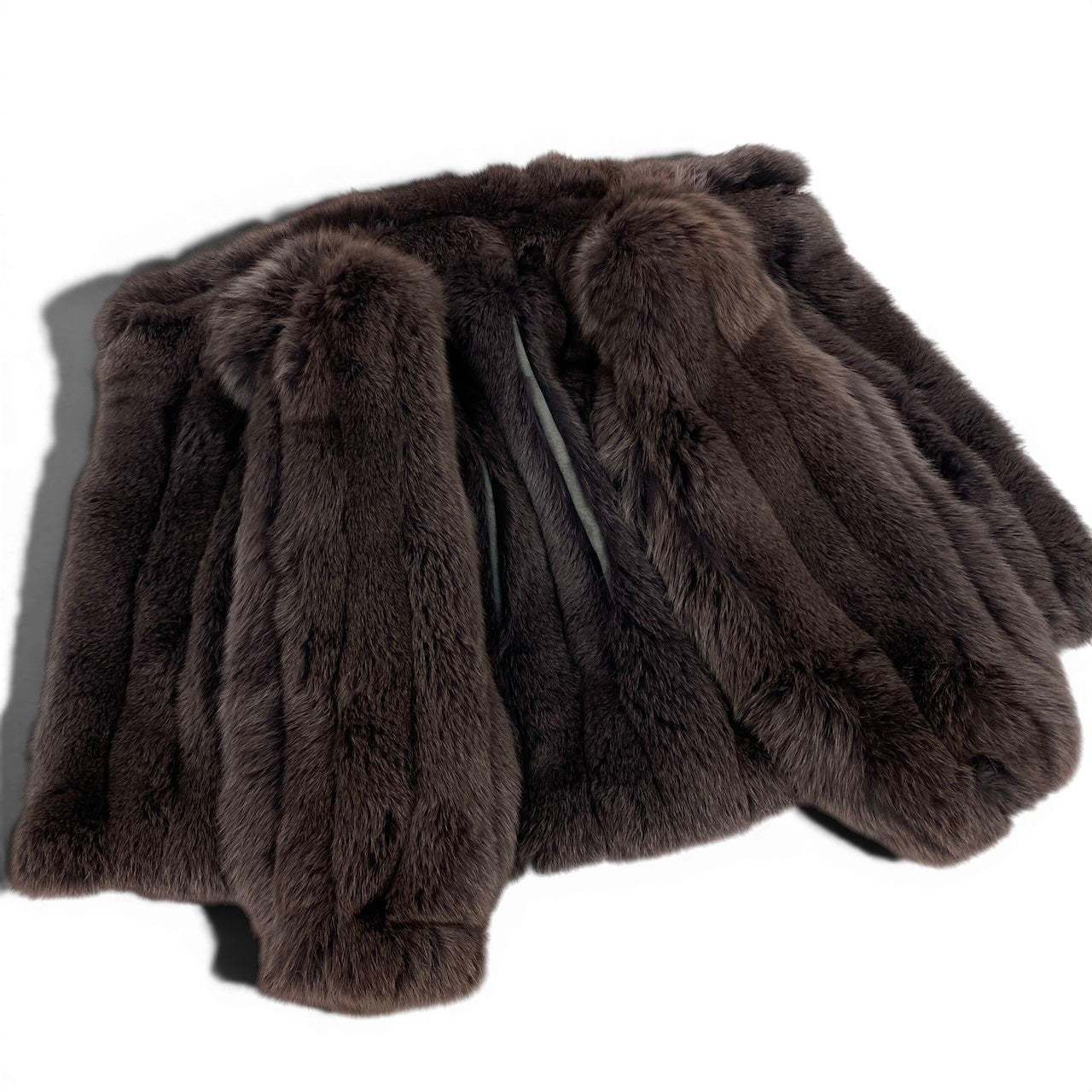 47e13 Rambulton 染め フォックス 肉厚ファーコート サイズM パープルグレー 本毛皮 Dyed Fox Fur Coatt18r