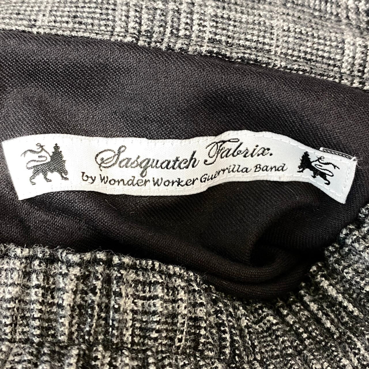 71f16【美品】 Sasquatchfabrix. サスクワッチファブリックス Big Silhouette Pants Super100's グレンチェック ストレートパンツ サイズL グレー メンズ 紳士服u02t