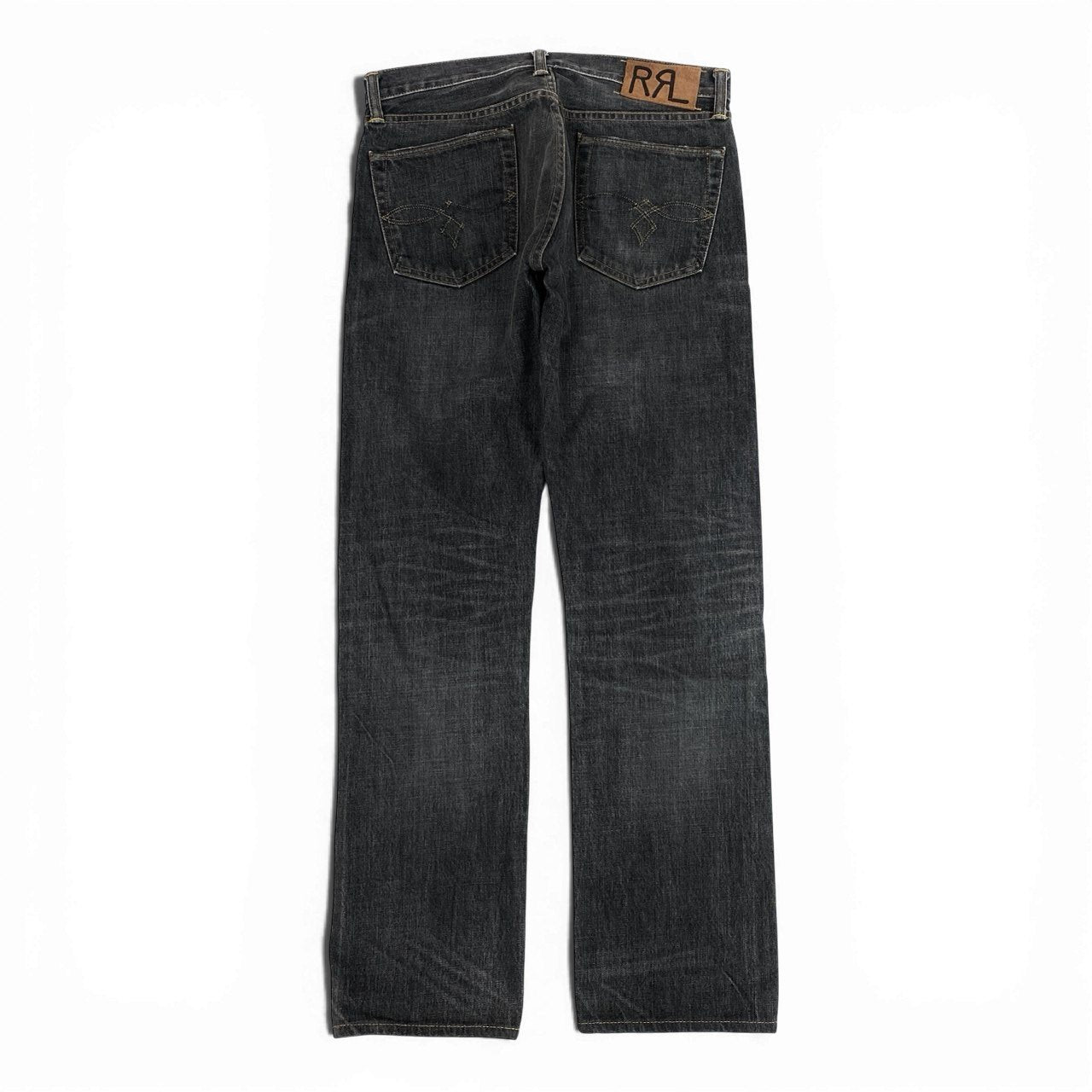 70L23 DOUBLE RL ダブルアールエル BLACK WASH ブラックウォッシュ ローストレート デニムパンツ 30×30 ブラック ジーンズ Ralph Lauren ラルフローレンt18r