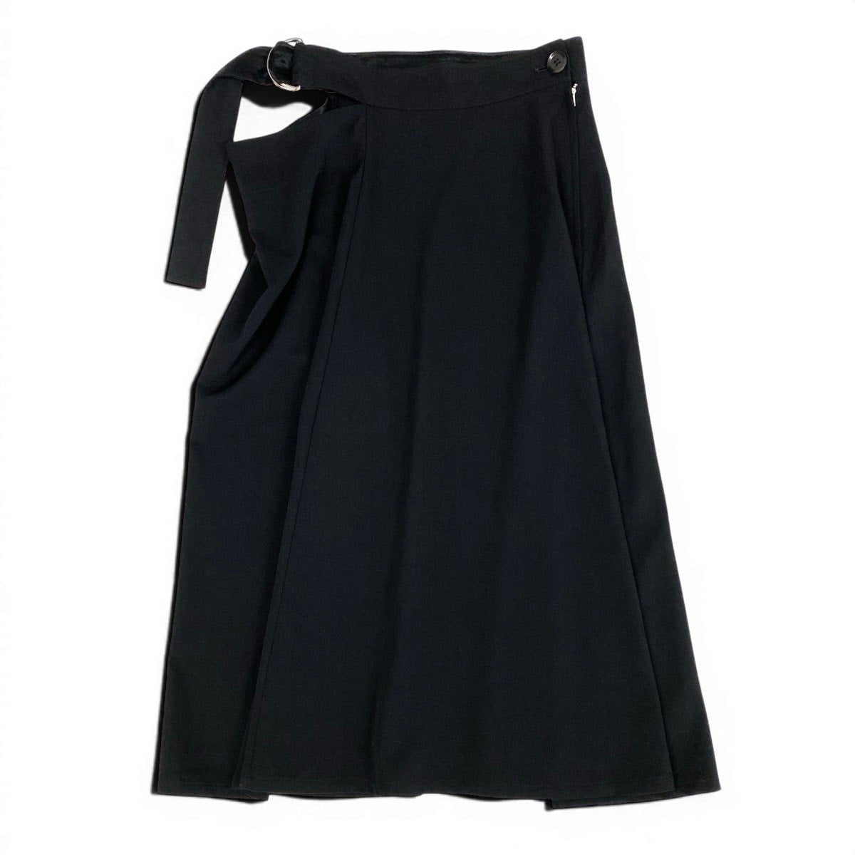 Ae25 Y's YOHJI YAMAMOTO ワイズ ヨウジヤマモト ベルテッドスカート ギャバジン サイズ3 ブラック ウール レーヨン レディース 女性服ta1
