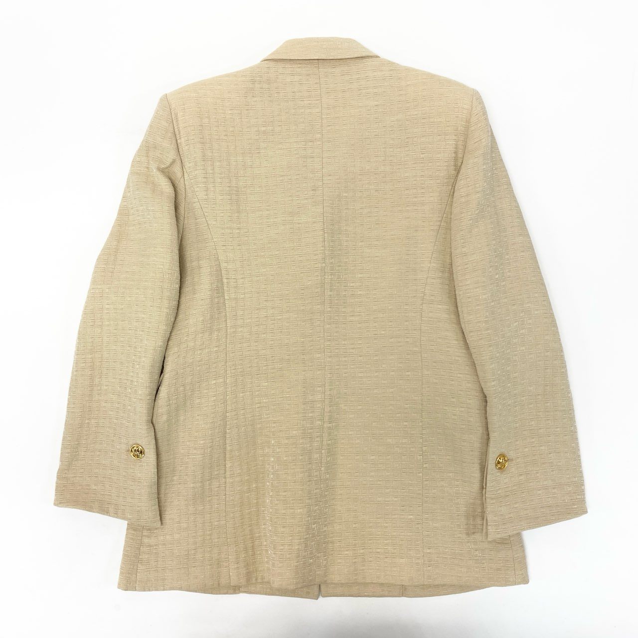 15K18 NINA RICCI Edition ニナリッチ フランス製 テーラードジャケット ロングジャケット 金ボタン 裏地総柄 レディース 女性用 42 ベージュu02t