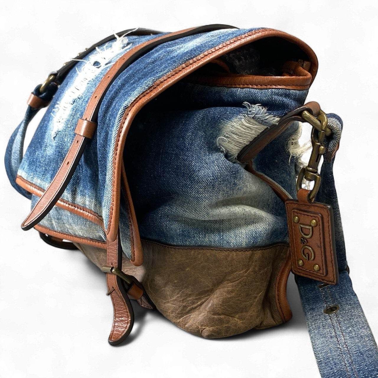 ak18 D&G DOLCE&GABBANA ドルチェ＆ガッバーナ 00’ｓ Vintage doubleflap denim Shoulderbag メンズ ショルダーバッグk02i