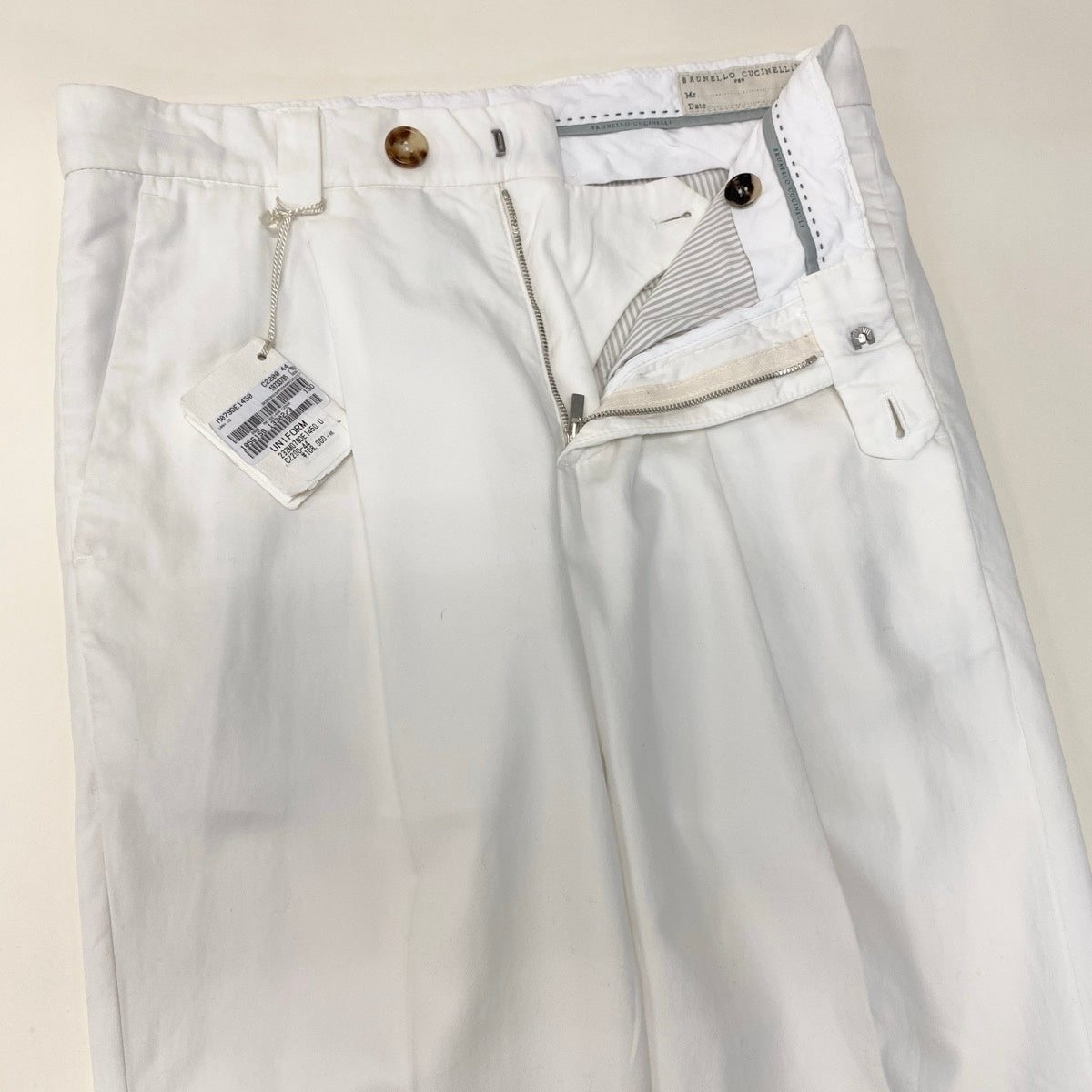 34g18 【新品保管品】BRUNELLO CUCINELLI ブルネロクチネリ コットンスラックスパンツ ボトム イタリア製 44サイズ ホワイト コットン100％ メンズ 男性用u02t