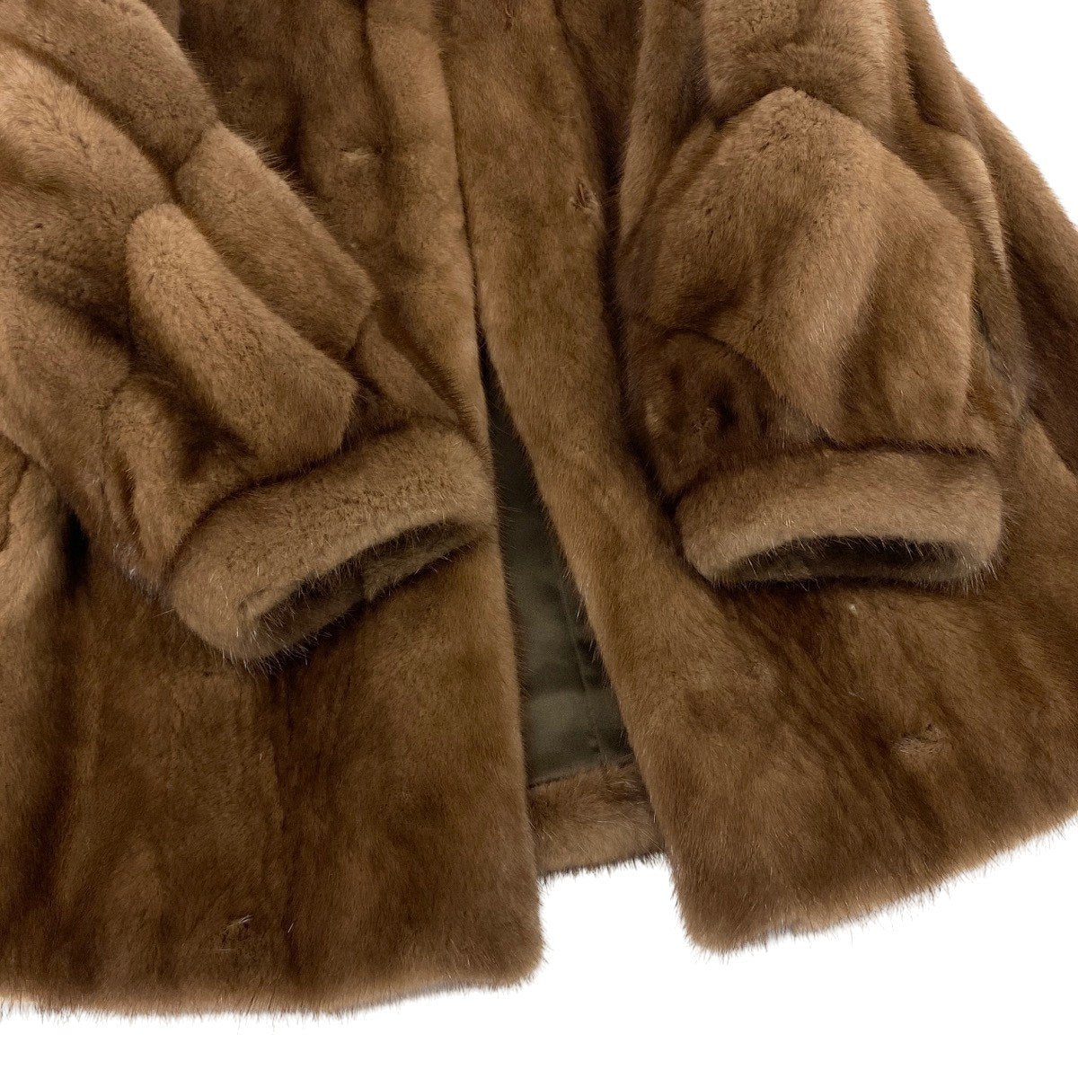 79f10 FOND 袖段デザイン パステルミンク ファーコート サイズ11 茶系 本毛皮 Pastel Mink Fur Coatt18r