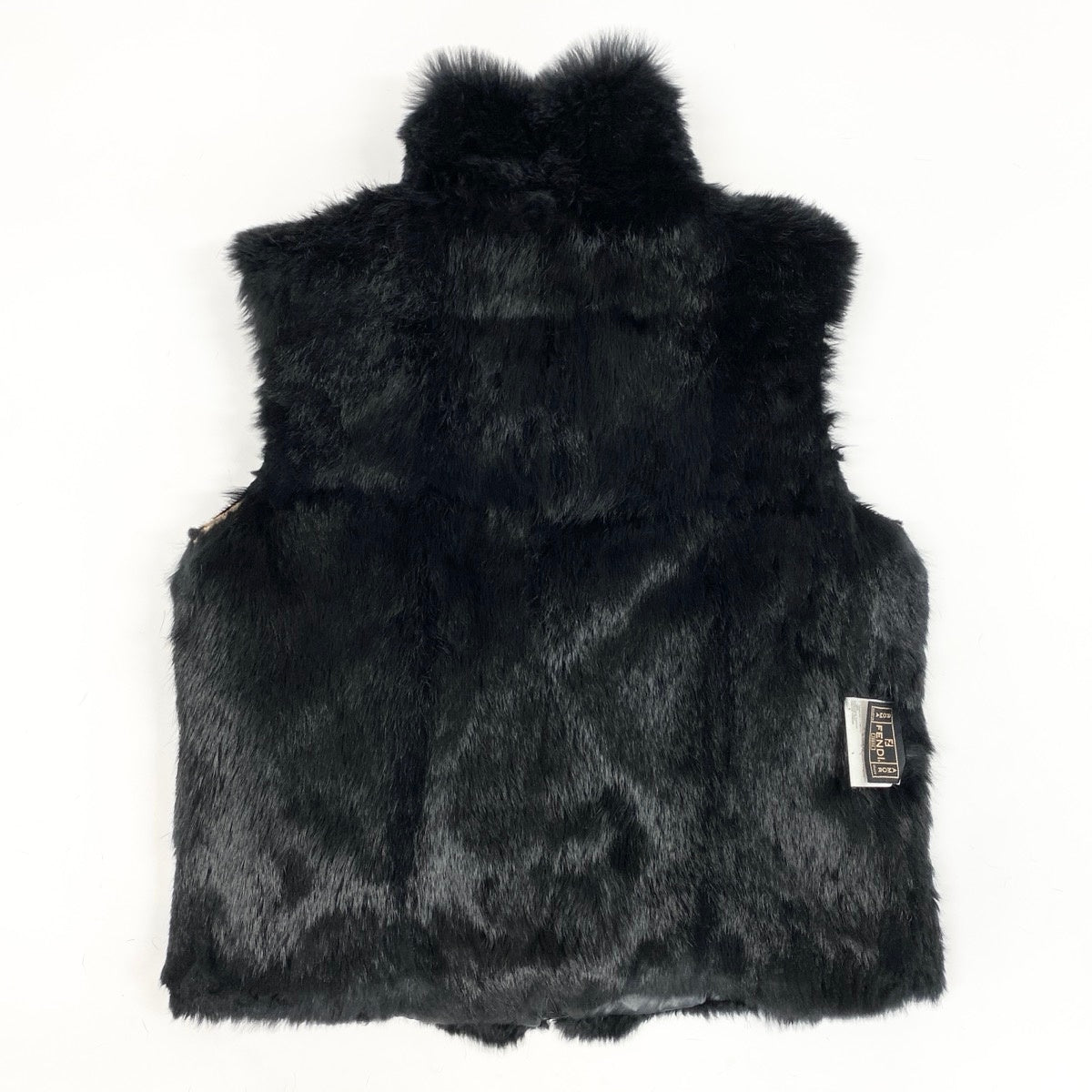 Eh10 FENDI フェンディ リバーシブルベスト フェイクファー 2way ジップアップベスト ノースリーブ  IT44 ブラック レディース 女性用u02t