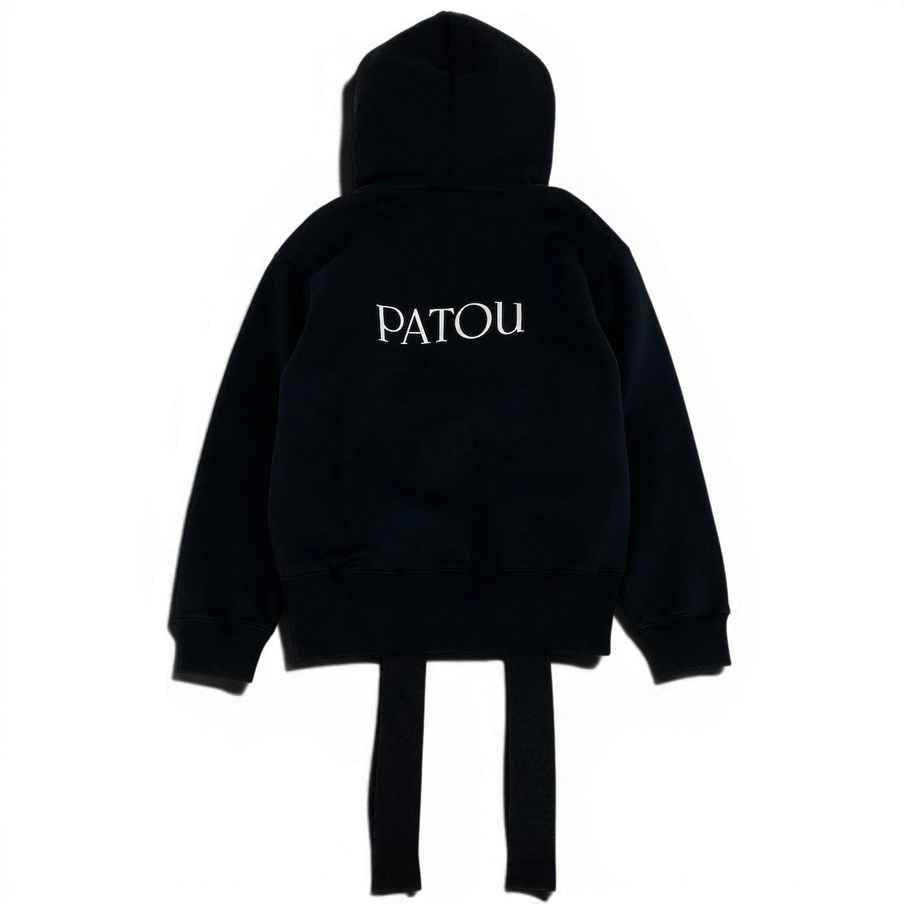 41e14 【極美品】Patou パトゥ ジップアップフーディー パーカー ロゴプリント トップス 21PA1-JE007-95 XSサイズ ブラック コットン100％ レディース 女性用k02i
