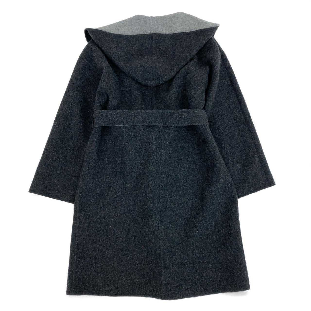 14L1 【美品】bamford バンフォード ウールロングコート リバーシブルコート フーデットコート アウター イタリア製 Mサイズ相当 グレー レディースu02t