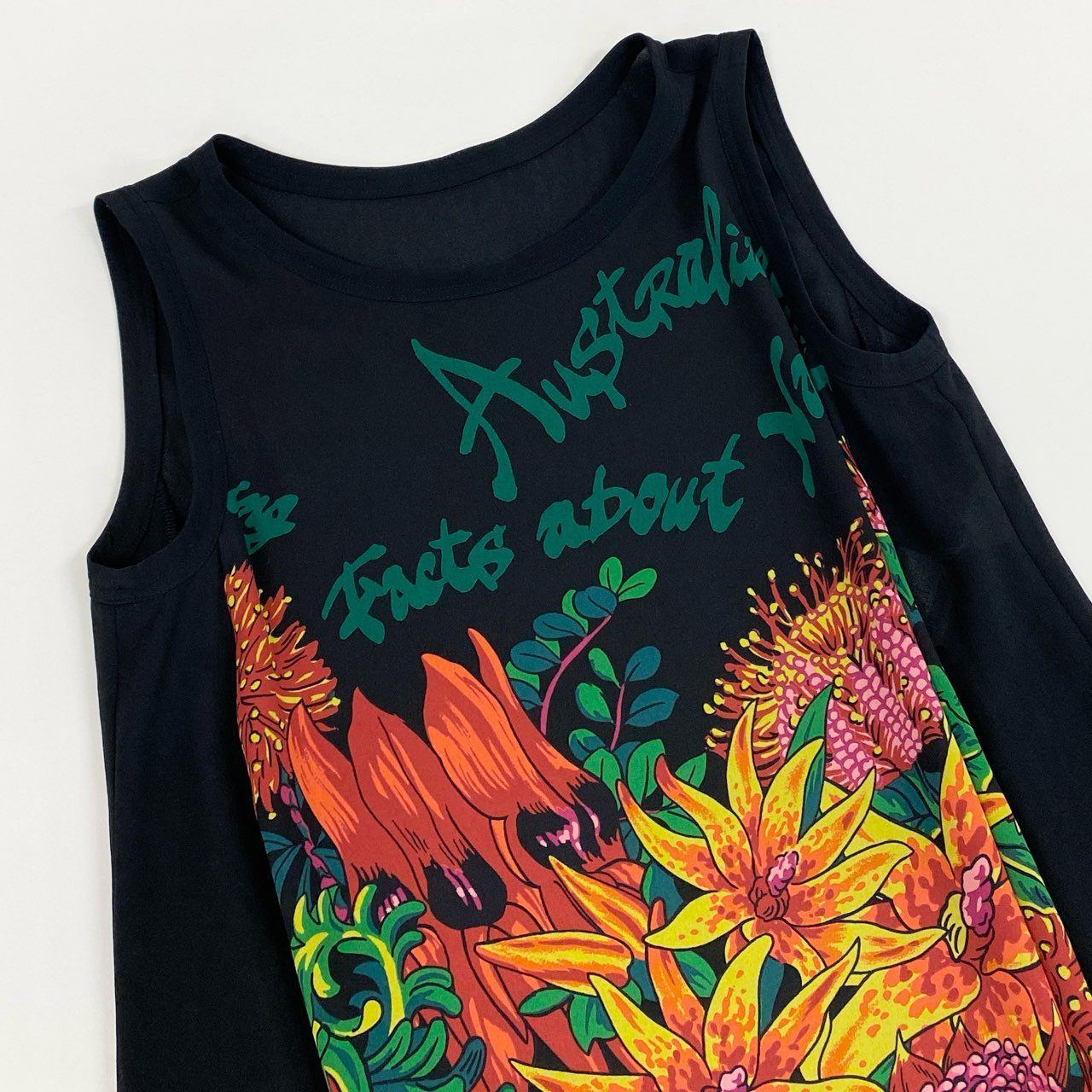 41k26 《美品》 TOKUKO 1er VOL トクコプルミエヴォル ノースリーブ シアーワンピース フレアワンピース 花柄プリント レディース 女性用 9 ブラック ポリエステル100％u02t