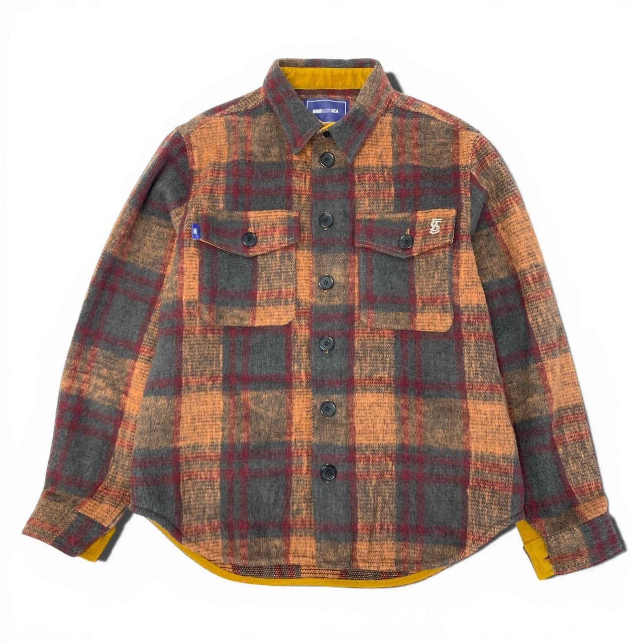 32a29【美品】WIND AND SEA ウィンダンシー 23AW SHAGGY PLAID CPO SHIRT JAKET チェックシャツジャケット WDS-O-FAL-24-Q1-JK-08 Mサイズ マルチカラー メンズo07t