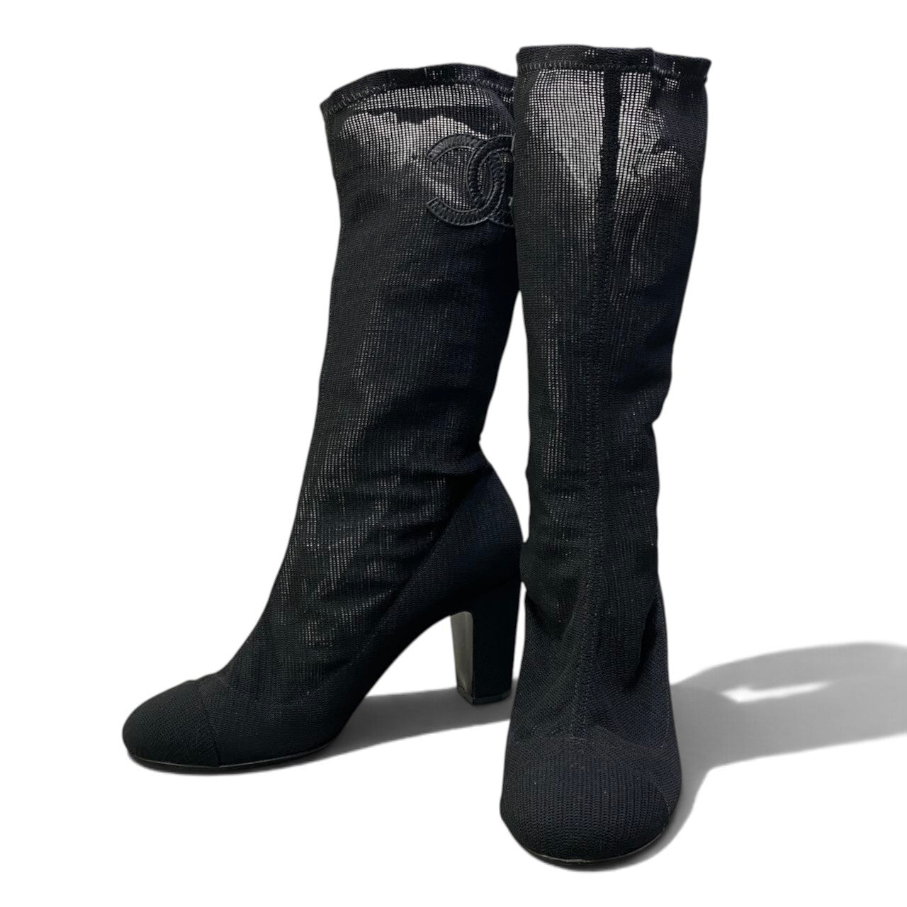 i1 CHANEL シャネル メッシュ パンプス ココマーク サイズ36 ブラック レディースk02i