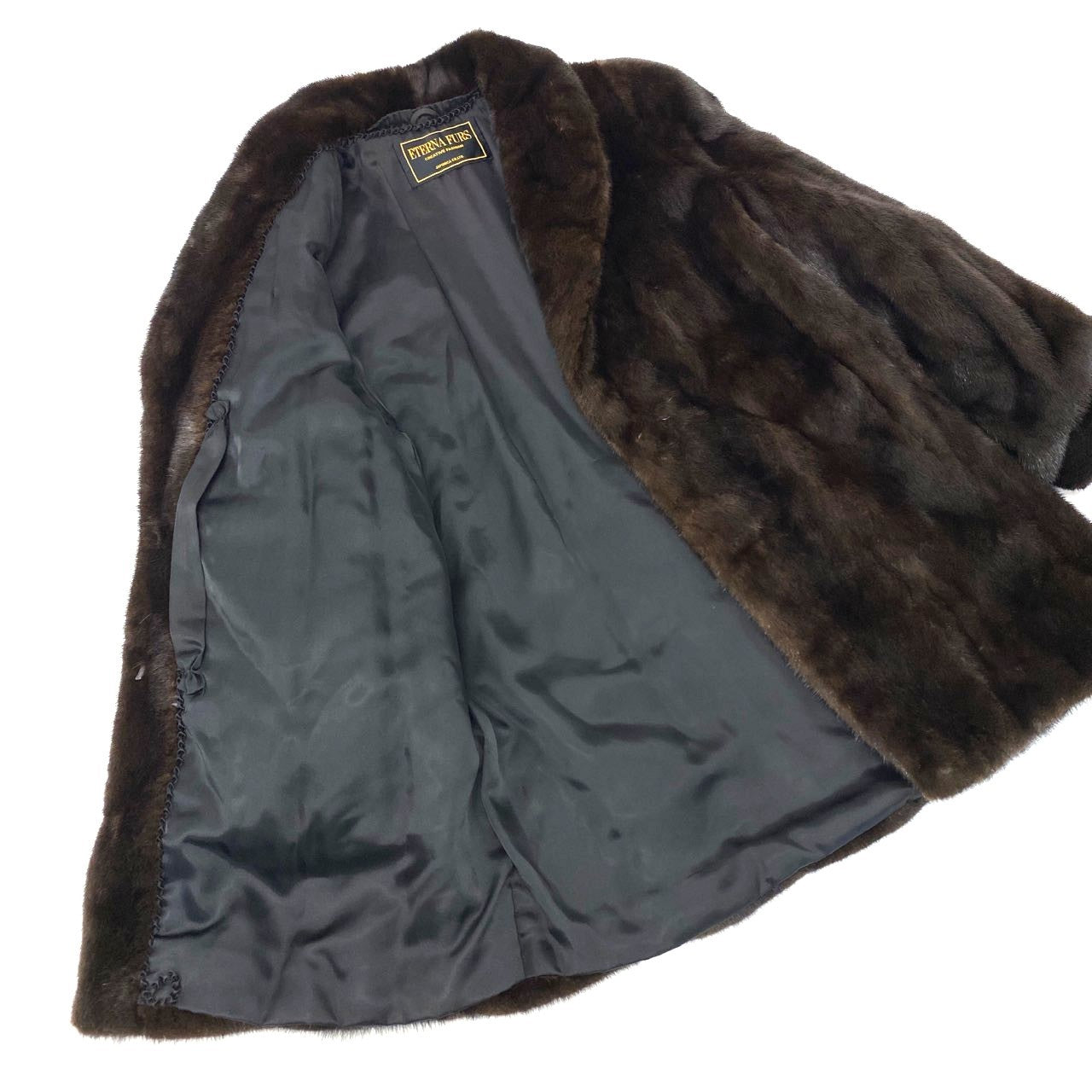 42L9 BLACKGLAMA ブラックグラマ ダークミンク ロングコート サイズF ダークブラウン 最高級本毛皮 ETERNA FURS MINKt18r