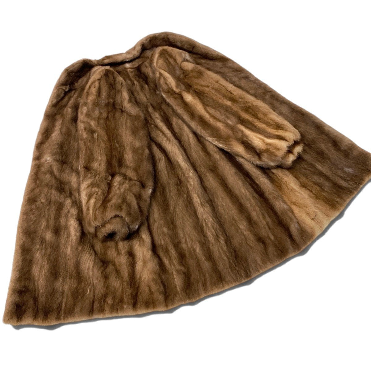 75i16 PERSONA パステルミンク ファーコート サイズ9 茶系 本毛皮 Pastel Mink Fur Coat 裏地刺繍t18r