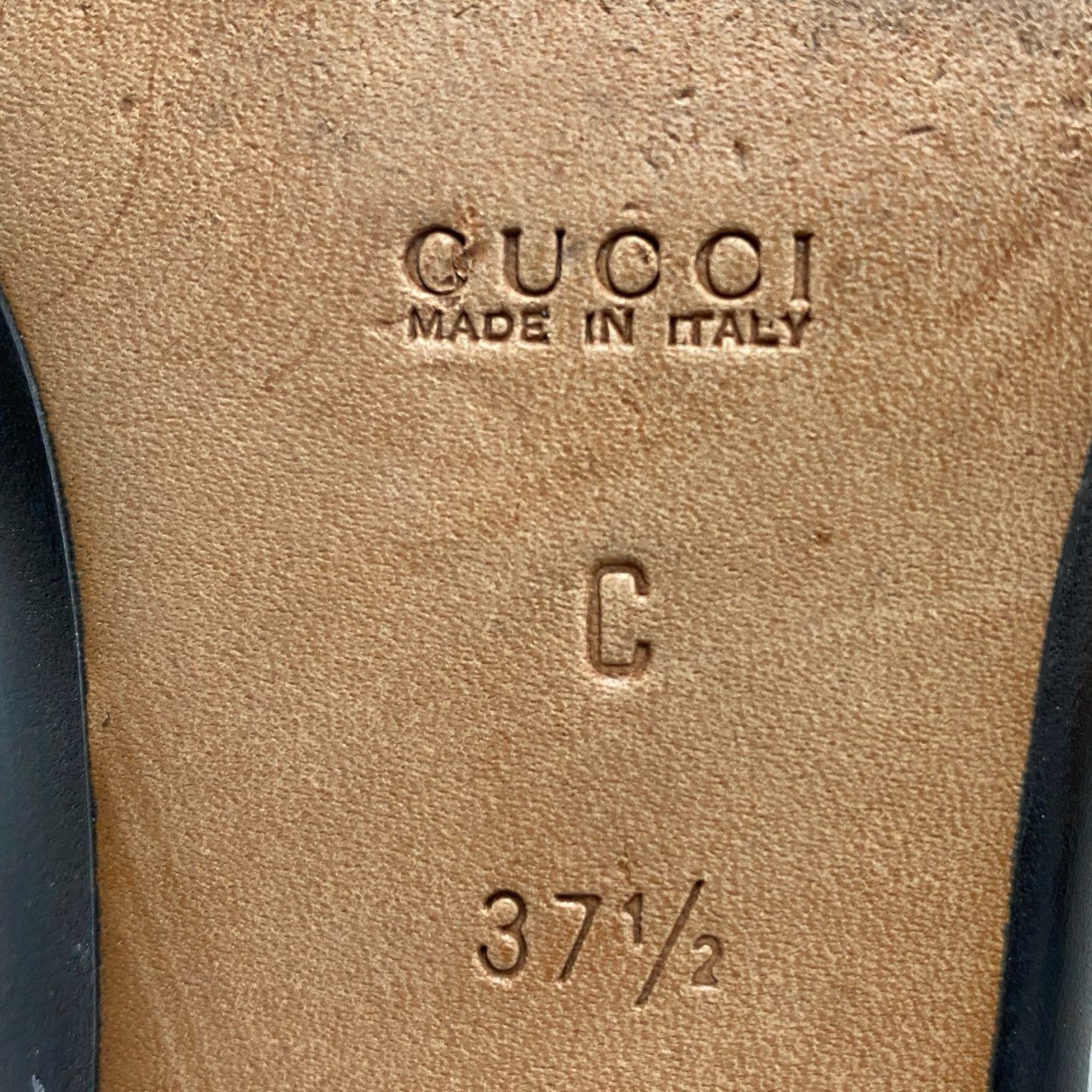 1f12 GUCCI グッチ オールレザー ホースビットステッチ ローファー 37 1/2 ブラック Leather イタリア製 シューズ