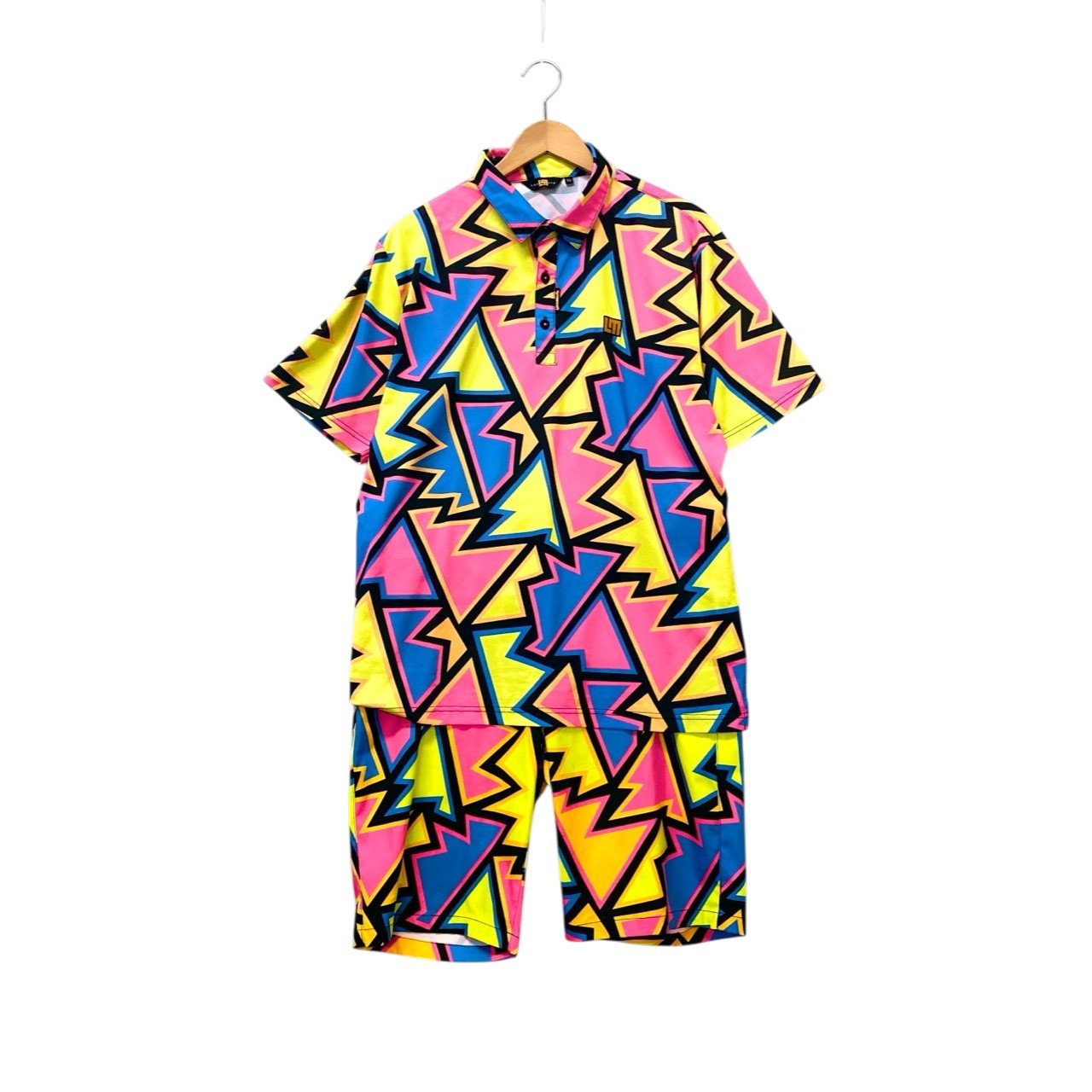 51c13 《極美品》 LOUD MOUTH ラウドマウス 半袖ポロシャツ ハーフパンツ 吸水速乾素材 XL マルチカラー ポリエステル ゴルフウェアu02t