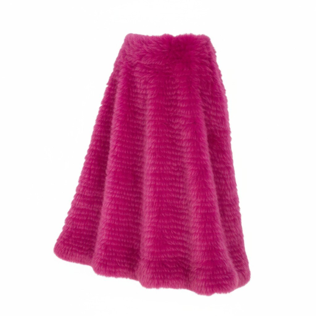 27k24《希少》 TESS 染めフォックスファー ロングスカート ピンク 最高級本毛皮 FOX FUR リアルファーt18r