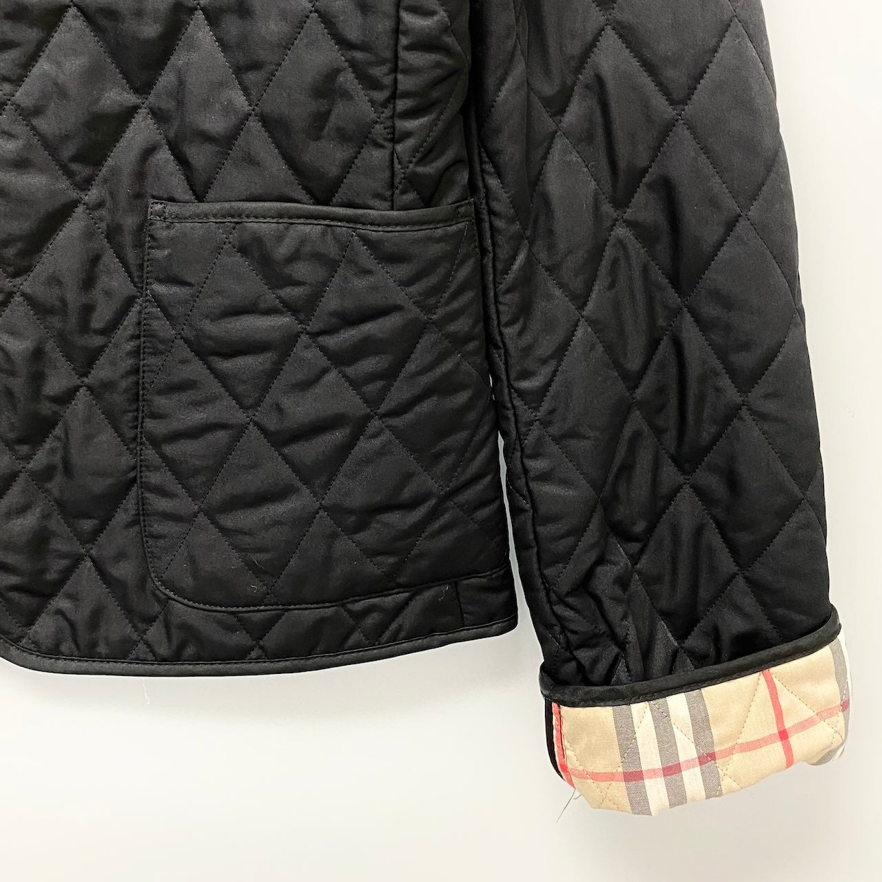 71e18 BURBERRY LONDON バーバリー ノバチェック ダブルジップ キルティングジャケット Mサイズ相当 ブラック ルーマニア製t18r