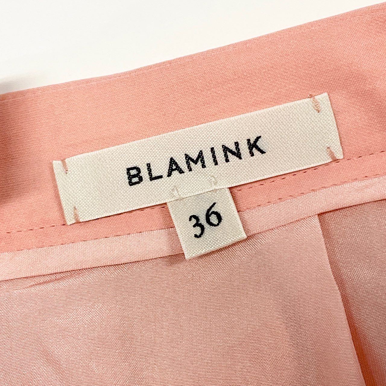 42a8 BLAMINK ブラミンク R R/S PLEAT SKT プリーツスカート バックジップ  日本製 36 ピンク レーヨン シルク