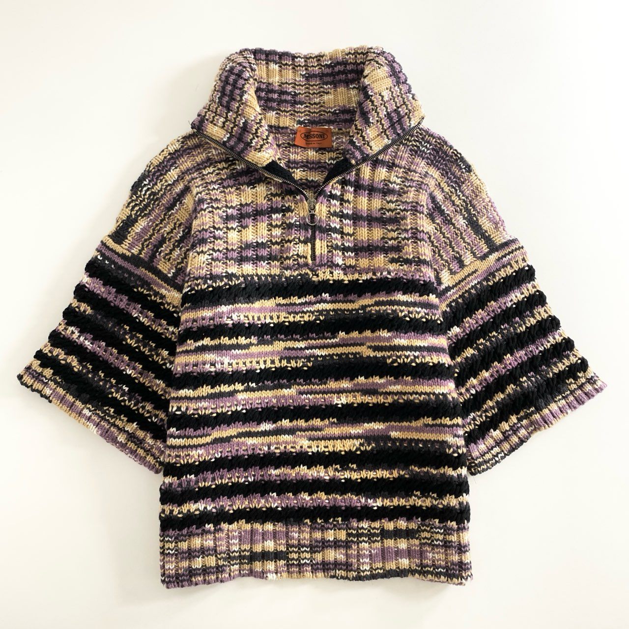 6d23 【美品】 伊製 MISSONI ミッソーニ S ミドルゲージ カシミヤニット プルオーバー パープル系 レディース