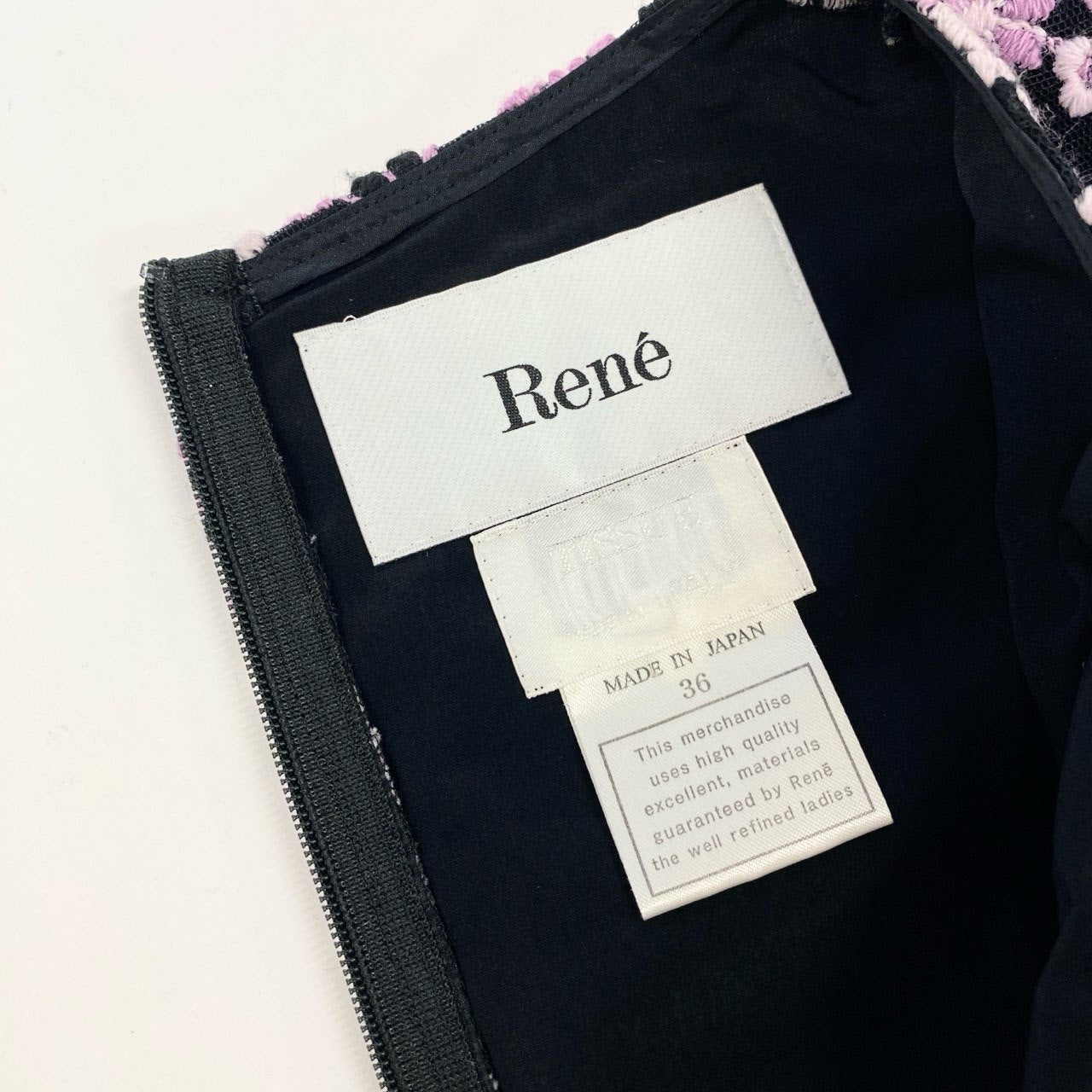 48k2 Rene ルネ TISSUE フラワージャガード ノースリーブ ワンピース ドレス 日本製 6046710 36 ブラック ピンク レディースo07t