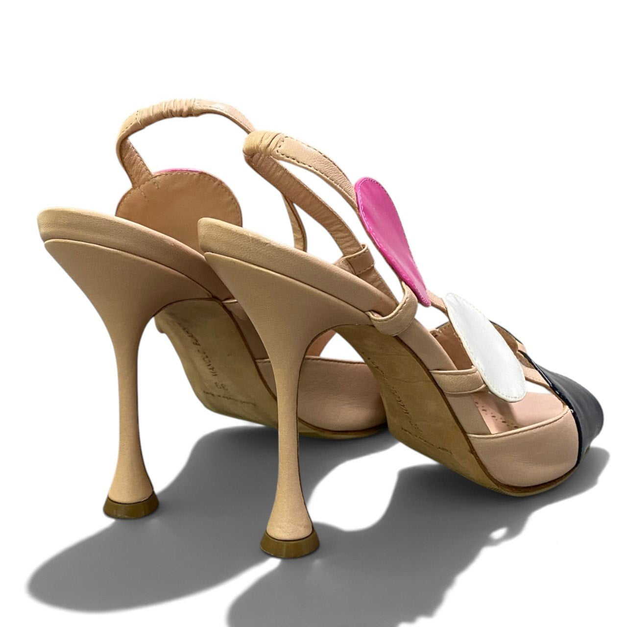 i1 MANOLO BLAHNIK マノロ・ブラニク Munir オープントゥ バックストラップ ヒールサンダル  サイズ39 マルチカラー パテントレザー レディースk02i