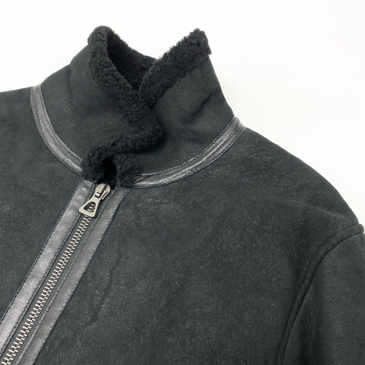 58k22《未使用保管品》 ロンハーマン ＲＨＣ アールエイチシー  ボンバージャケット ムートンジャケット レザー羊革 裏ボア メンズ 紳士服 M ブラックu02t