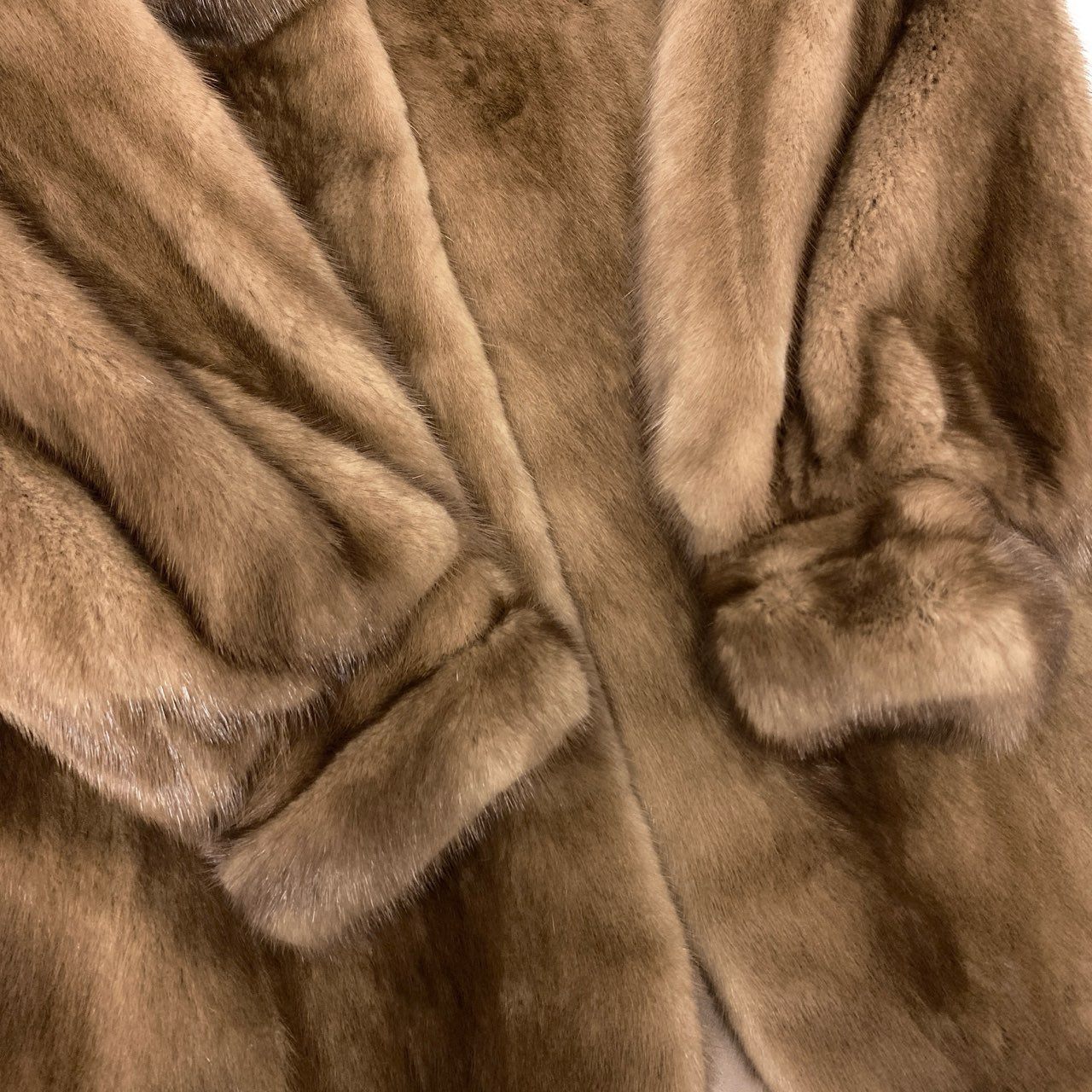 70L17 SAGA MINK サガミンク 銀サガ パステルミンク ロングコート サイズ11号 茶系 最高級本毛皮 MINK FUR リアルファーポケット有t18r