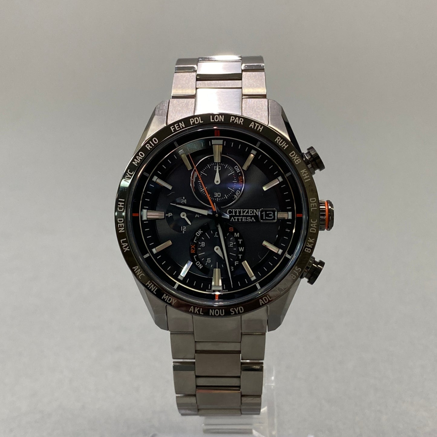 i18 《極美品》 CITIZEN シチズン ATTESA アテッサ 電波 ソーラー腕時計 AT8189-61E シルバー H800-A1CN206 箱 説明書付属t18r