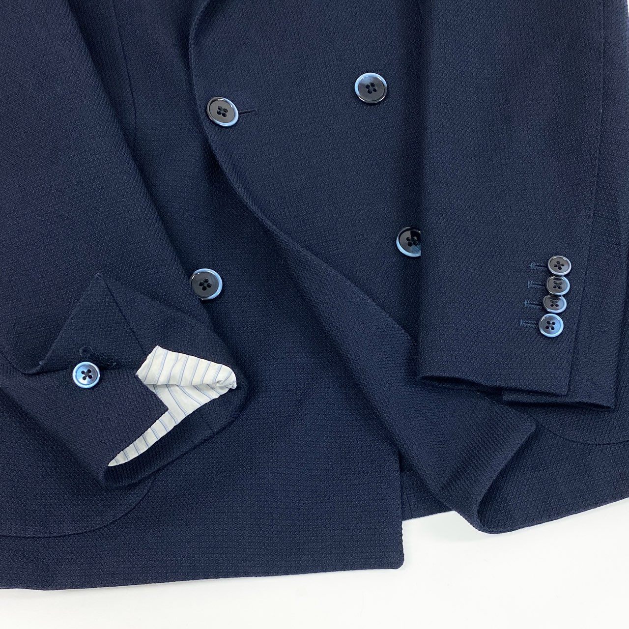 63d13 LARDINI ラルディーニ テーラードジャケット ウールジャケット ダブルブレスト イタリア製 サイズ42 ネイビー メンズ 紳士服o07t