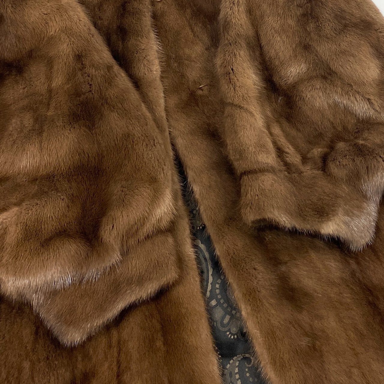 69L8 Surelle 最高級毛皮 ミンクロングコート サイズ11号 M相当 グレージュ 本毛皮 MINK FUR 毛並み◎ 艶◎ リアルファーt18r