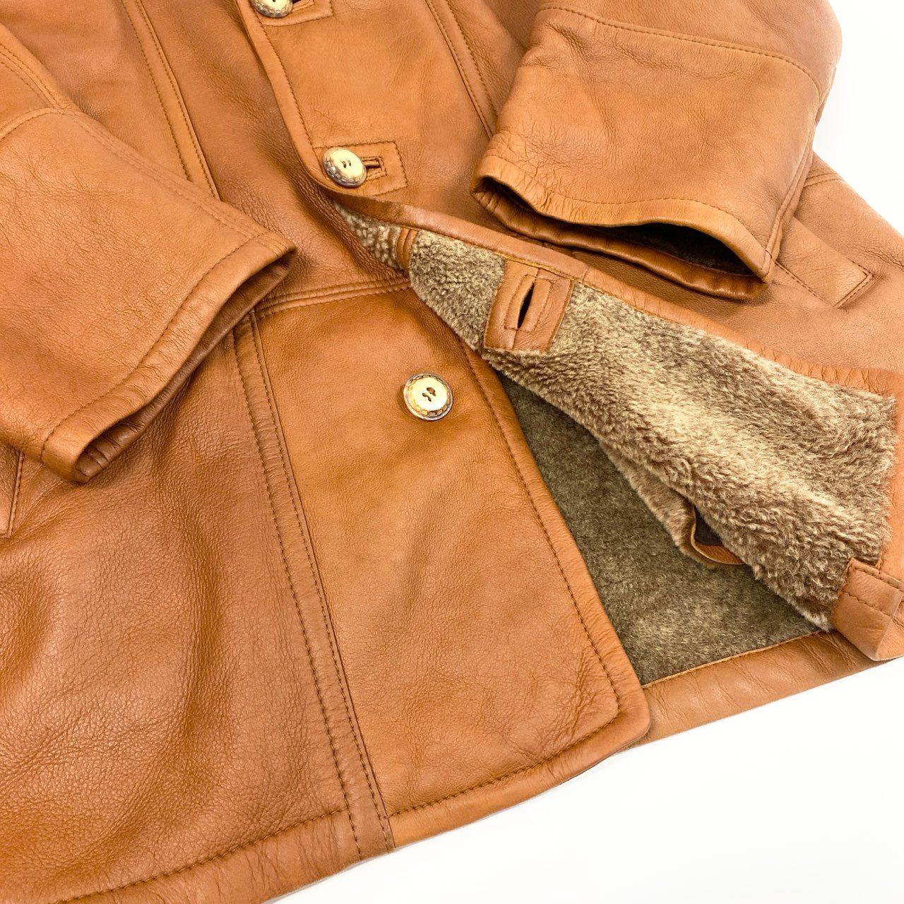 29i30《美品》ACNA ムートンコート ムートンジャケット シアリングコート シープスキン 毛皮 50サイズ ブラウン メンズo07t